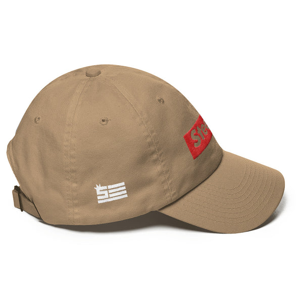 Steeze Candy Bar Logo Dad Hat (Red w/ white lettering)